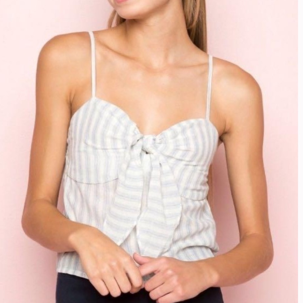 Brandy Melville Light Blue Striped Bow Tie Front Cami Y2K